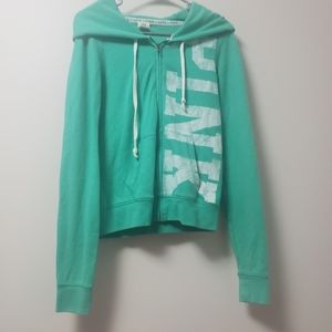 Victoria's Secret Pink Aqua Zip Up Hoodie M